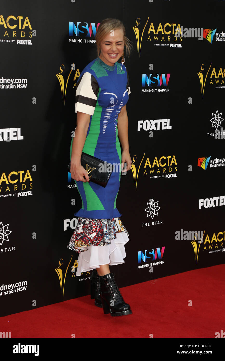 Sydney, Australia. 7 December 2016. Pictured: Jessica Marais. Celebrities, award nominees and industry figures attend the 6th AACTA (Australian Academy of Cinema and Television Arts) Awards at The Star, Pyrmont to celebrate screen excellence. Credit: Credit:  Richard Milnes/Alamy Live News Stock Photo