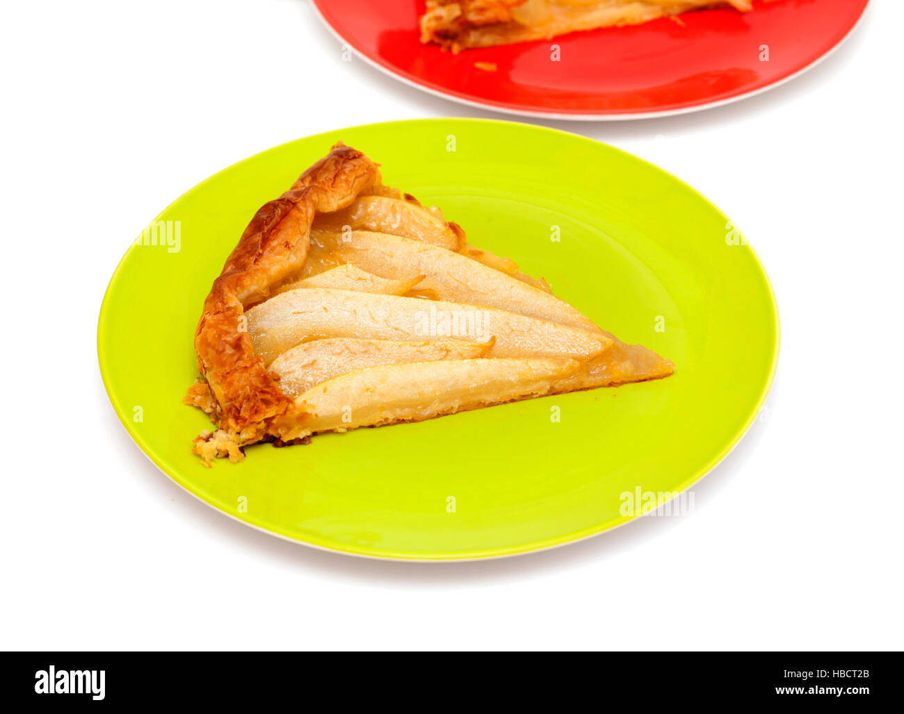 freshly made pear and puff pastry cake slice Stock Photo Alamy