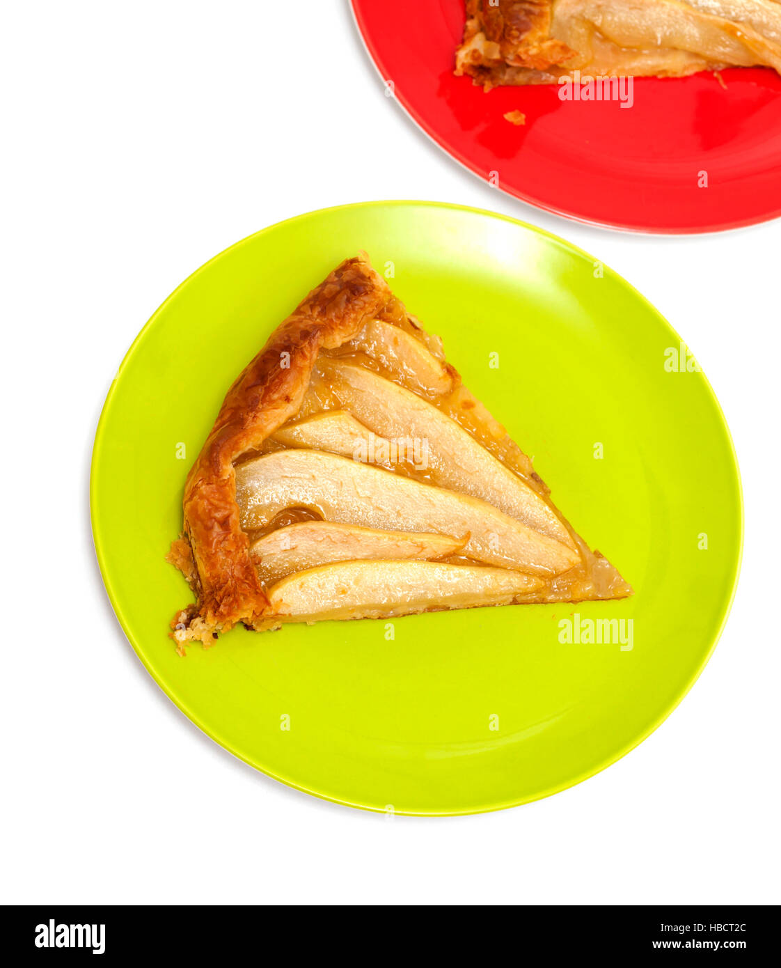 freshly made pear and puff pastry cake slice Stock Photo Alamy