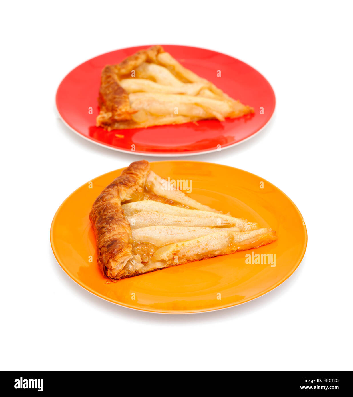 freshly made pear and puff pastry cake slice Stock Photo Alamy