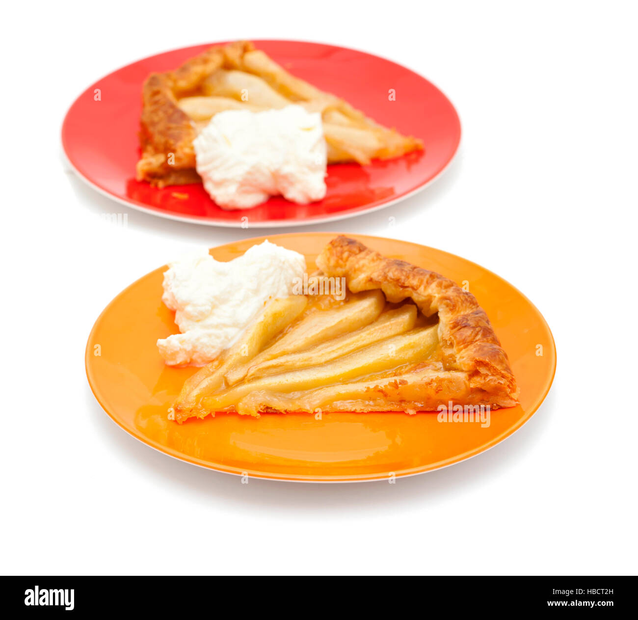 freshly made pear and puff pastry cake slice Stock Photo Alamy