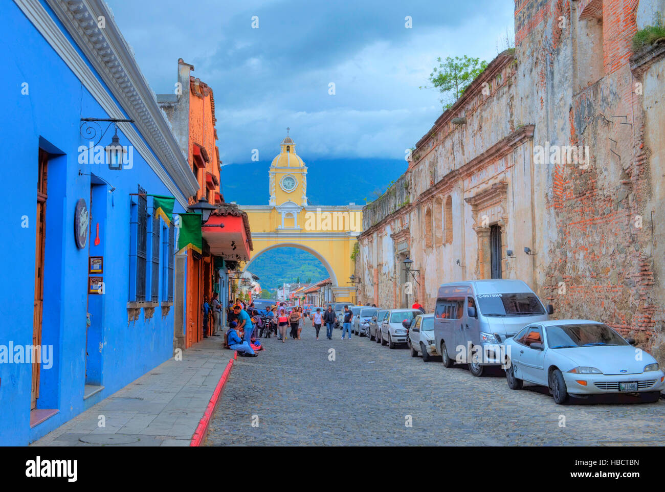 Street view of Antigua Guatemala. The historic city Antigua is UNESCO