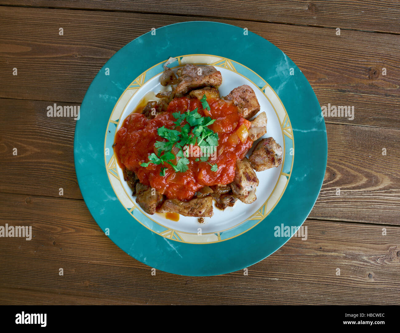grilled meat with chili sauce Stock Photo Alamy