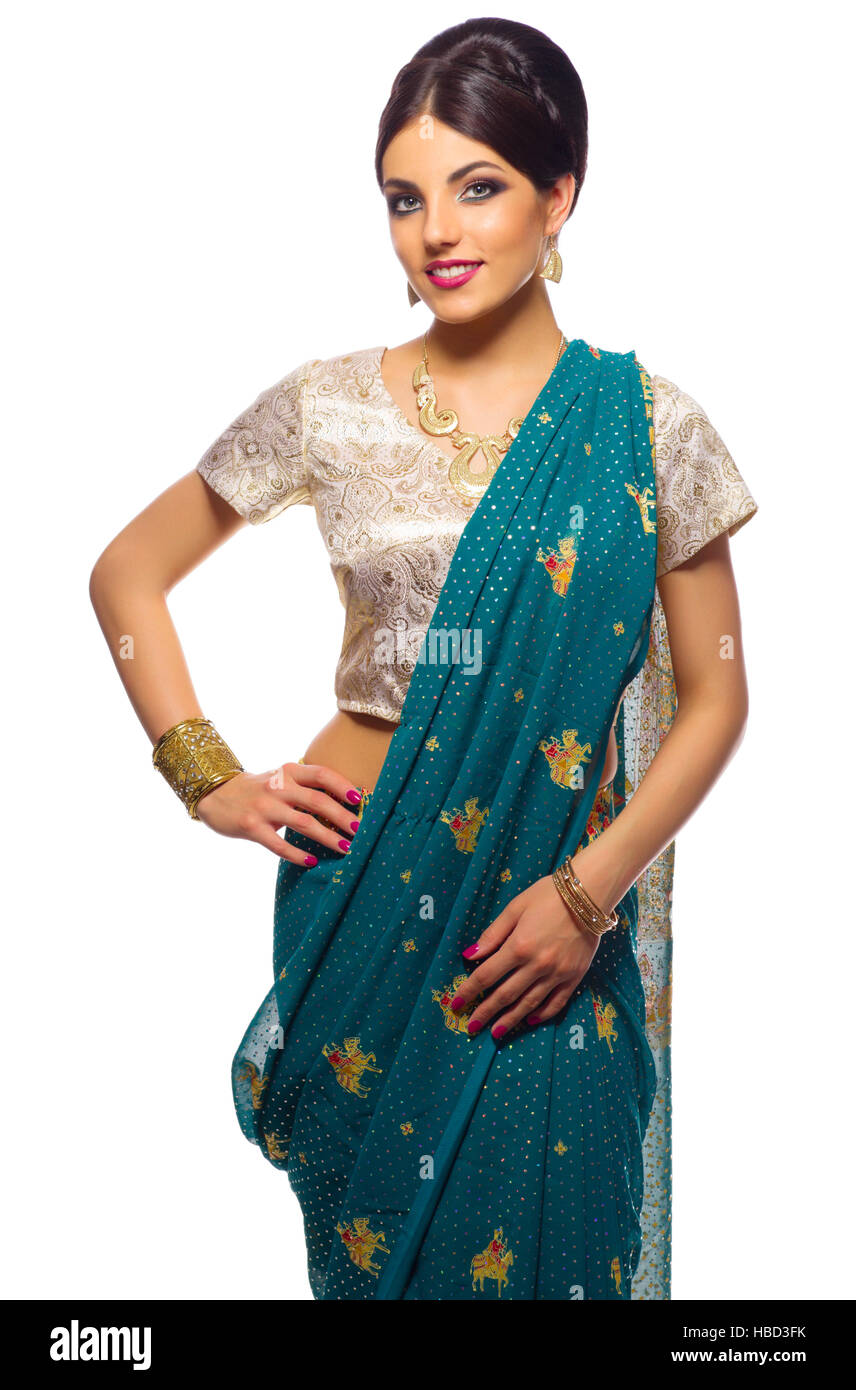 Indian woman isolated on white Stock Photo - Alamy