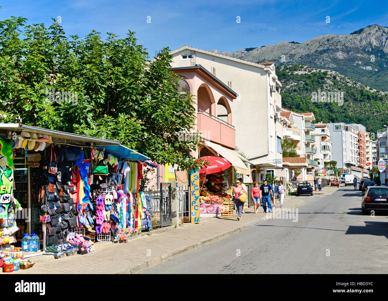 Street scene Budva resort, Montenegro, Europe Stock Photo