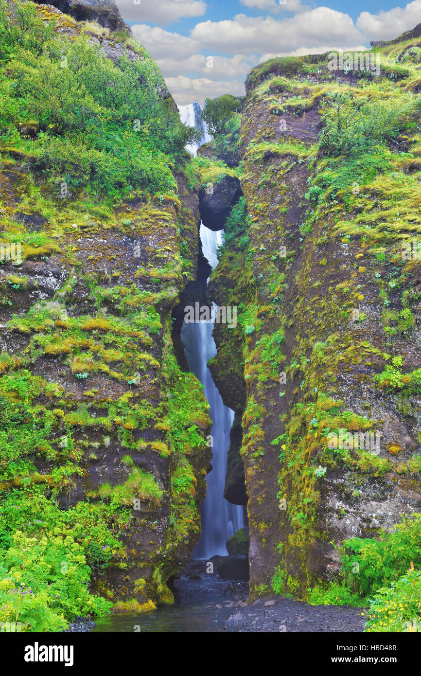 Abounding scenic waterfall Stock Photo