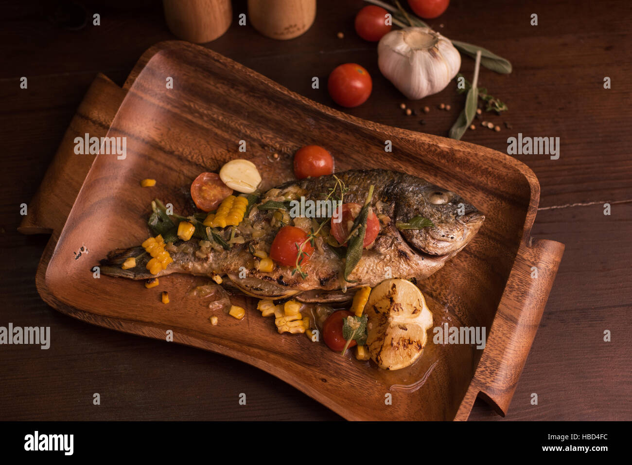 Grilled dorado fish Stock Photo - Alamy