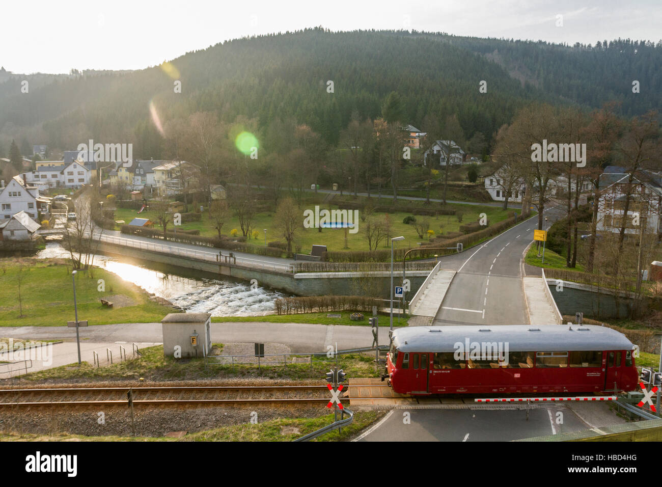 Old Railbus in Thuringia (Germany) Stock Photo
