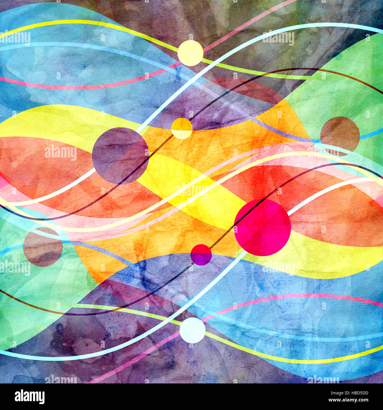 Abstract colorful watercolor background with different geometric ...