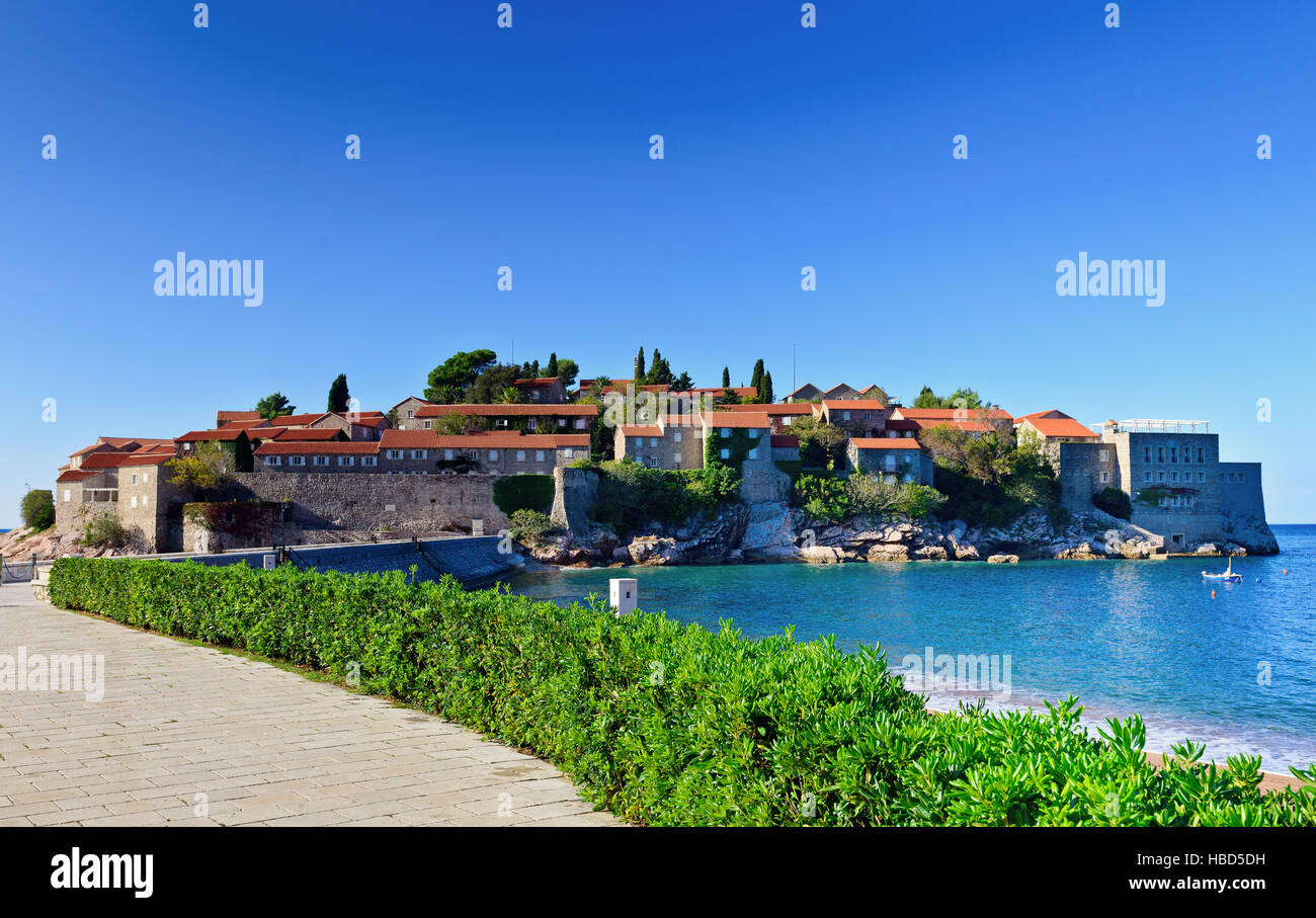 Sveti Stefan island  old  town castle,  Montenegro, Europe Stock Photo