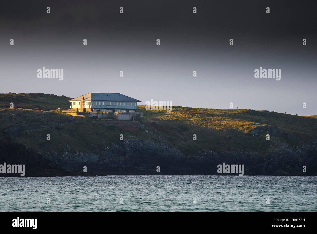The Lewinnick Lodge Restaurant on the coast of East Pentire in Newquay, Cornwall. Stock Photo