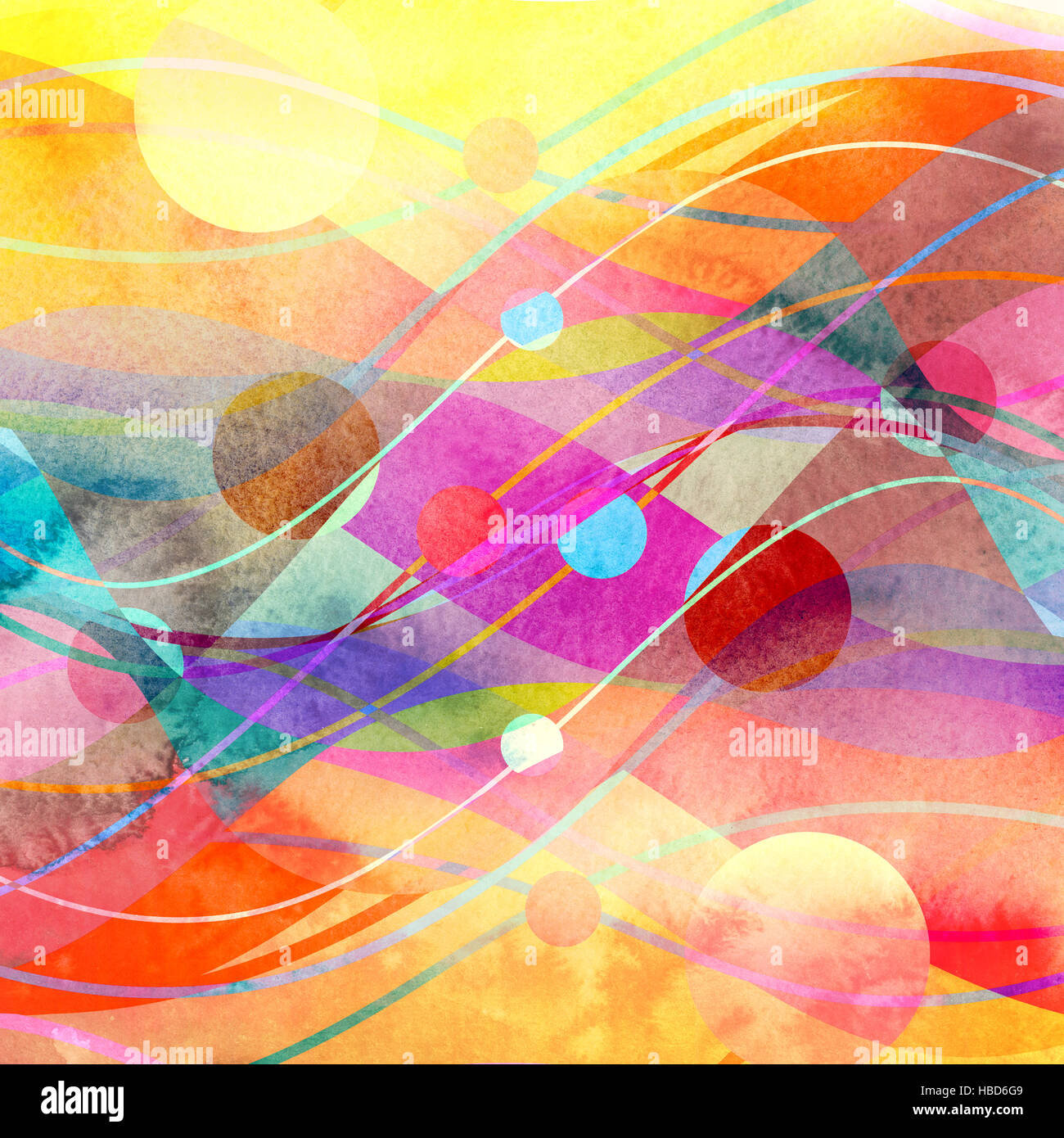 Abstract colorful watercolor background with different geometric ...