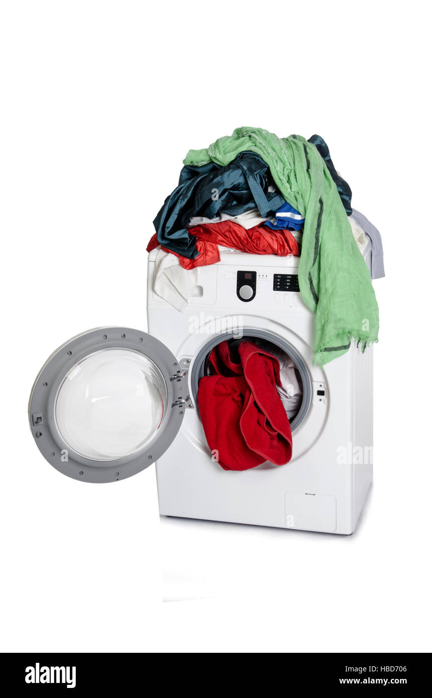 Washing machine isolated on white background Stock Photo - Alamy