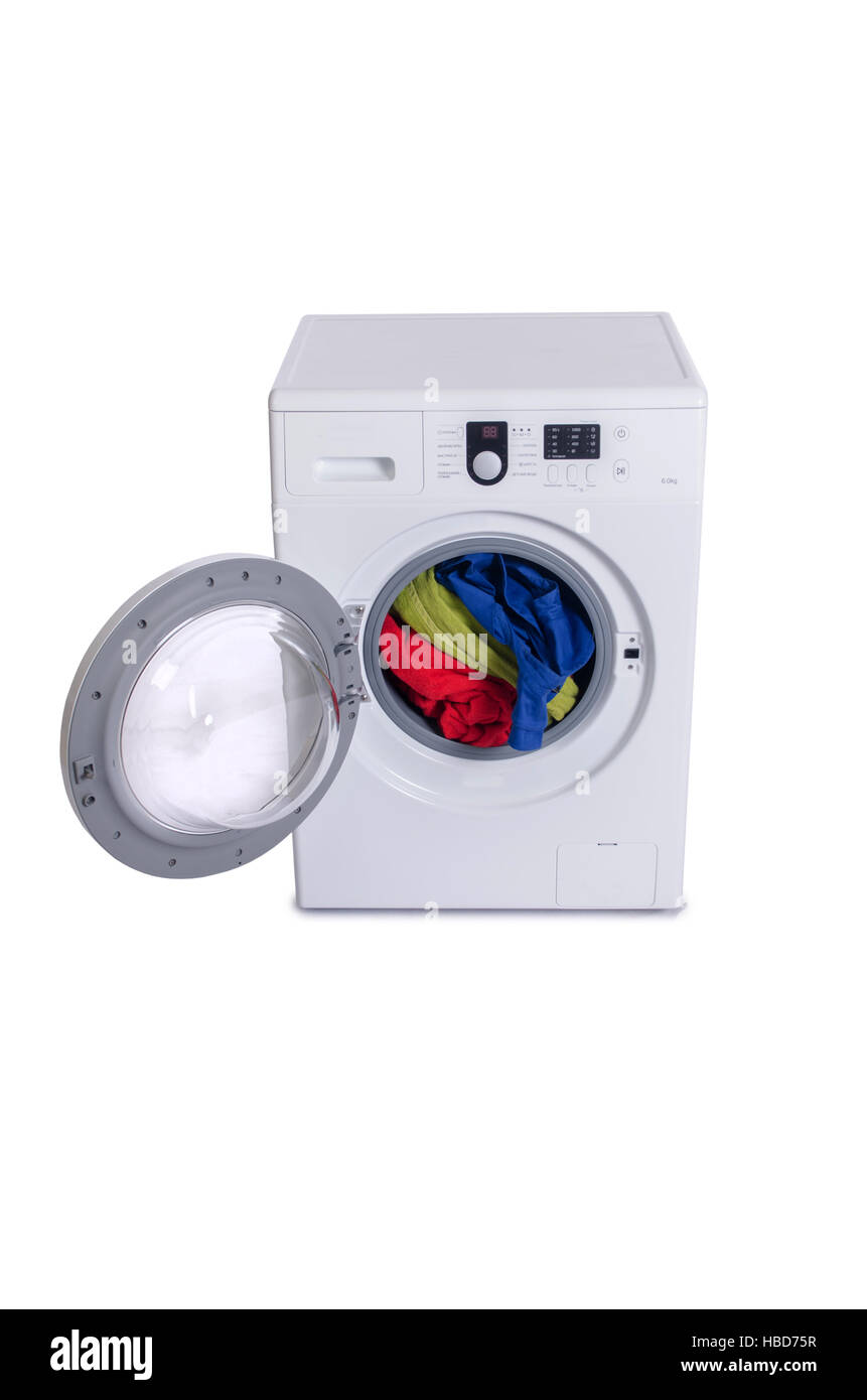 Washing machine isolated on white background Stock Photo Alamy