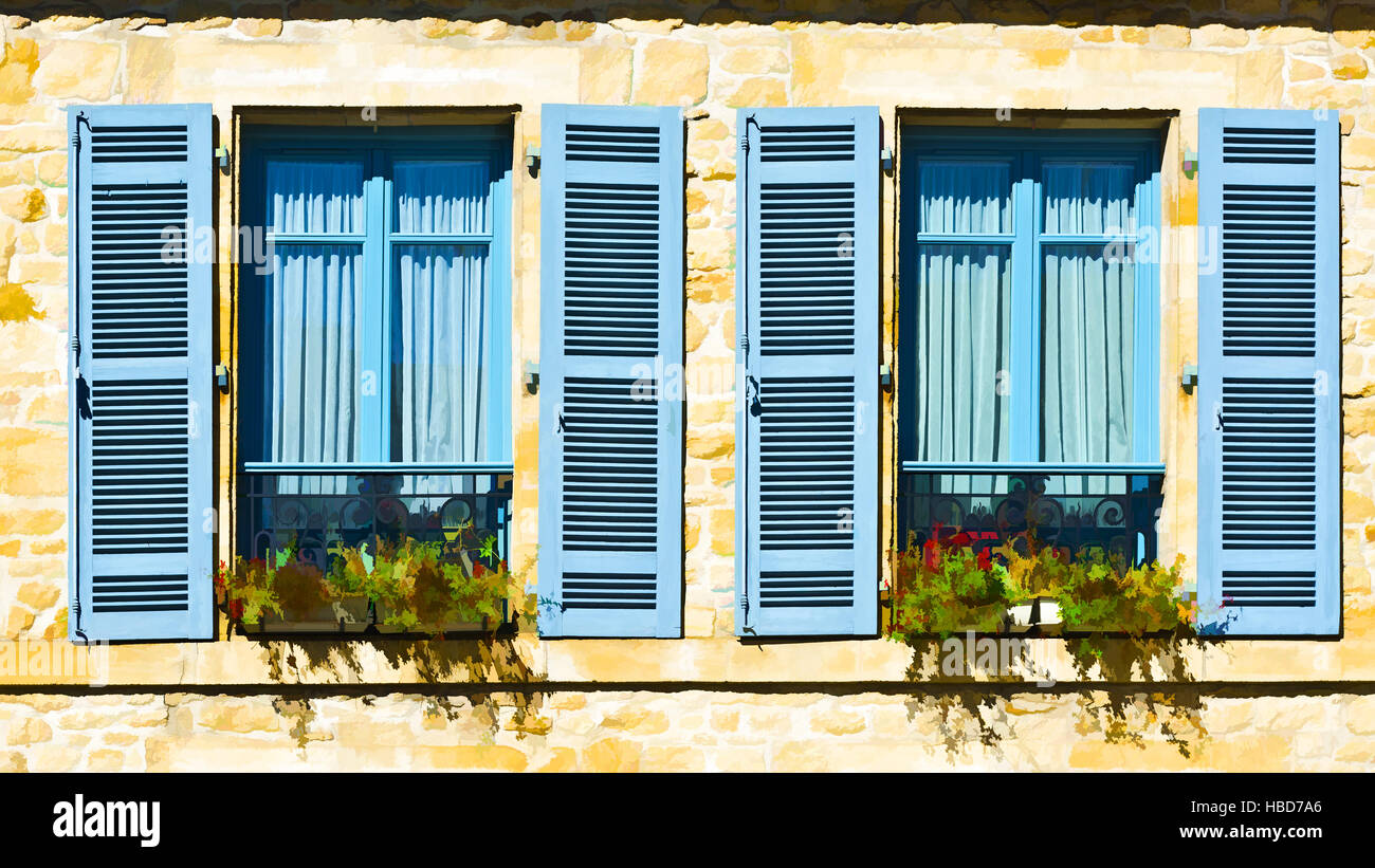 Windows with Open Shutter Stock Photo Alamy