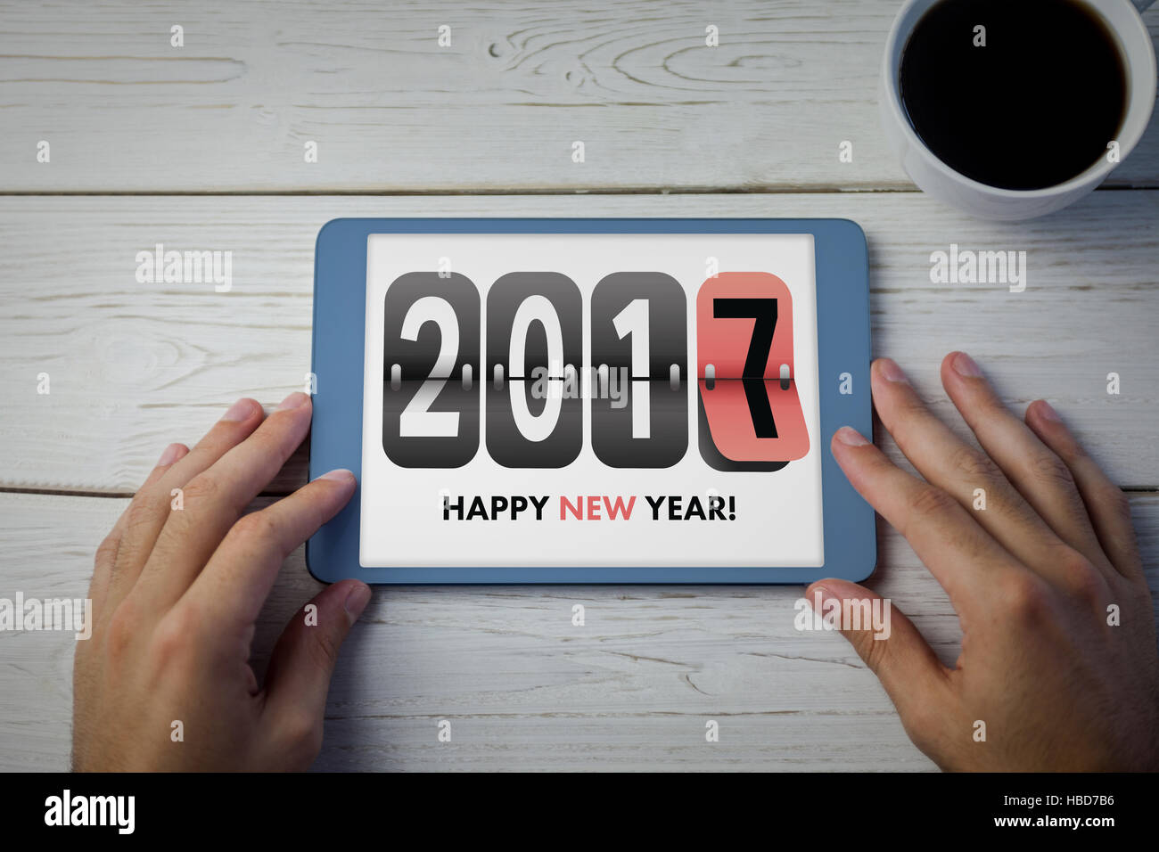 2017 message on tablet Stock Photo - Alamy