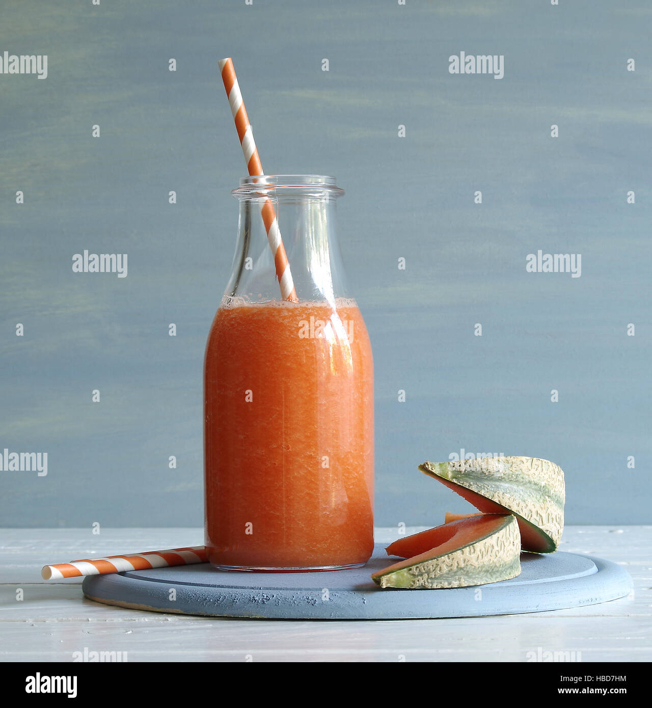 smoothie with cantaloupe melon and white currants Stock Photo