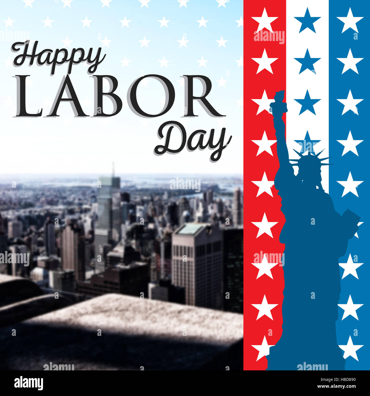 Composite image of poster of happy labor day text Stock Photo