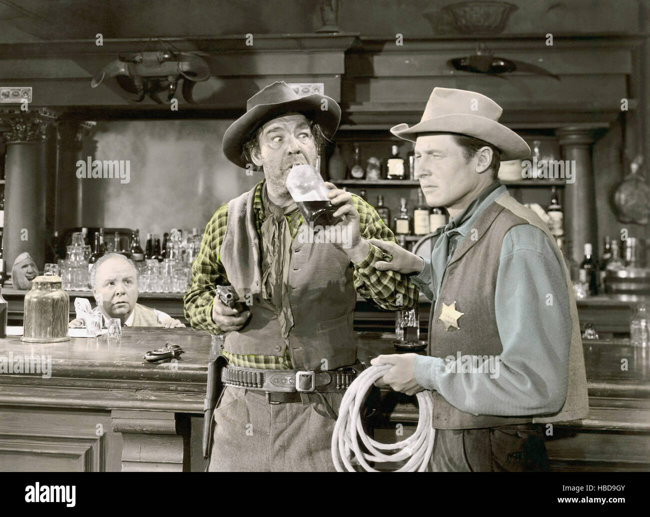 THE BOY FROM OKLAHOMA, from left, Lon Chaney, Jr., Will Rogers, Jr