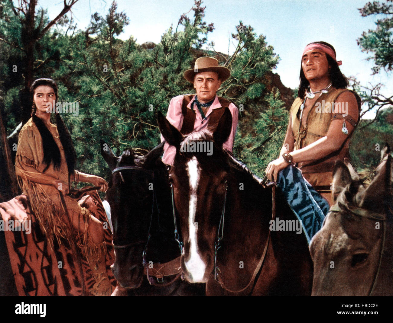 DRUM BEAT, from left Marisa Pavan, Alan Ladd, Rodolfo Acosta, 1954