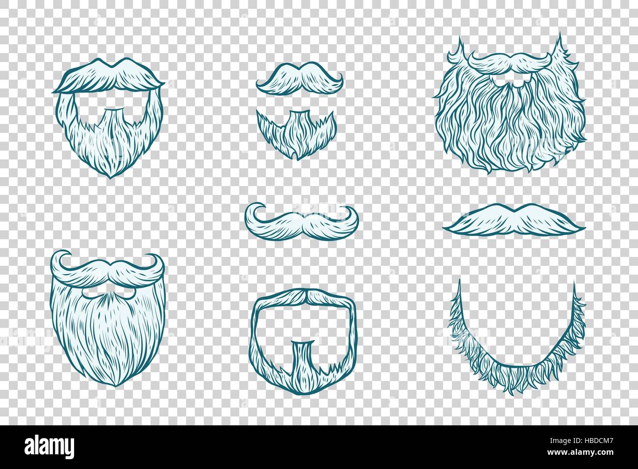 Set of beard and mustache Santa Claus Stock Vector