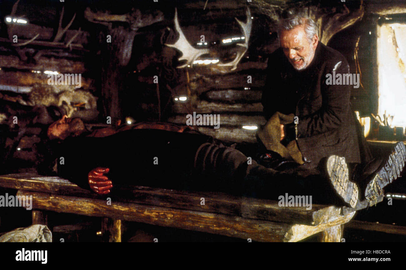 THE EDGE, Alec Baldwin (lying down), Anthony Hopkins, 1997, TM