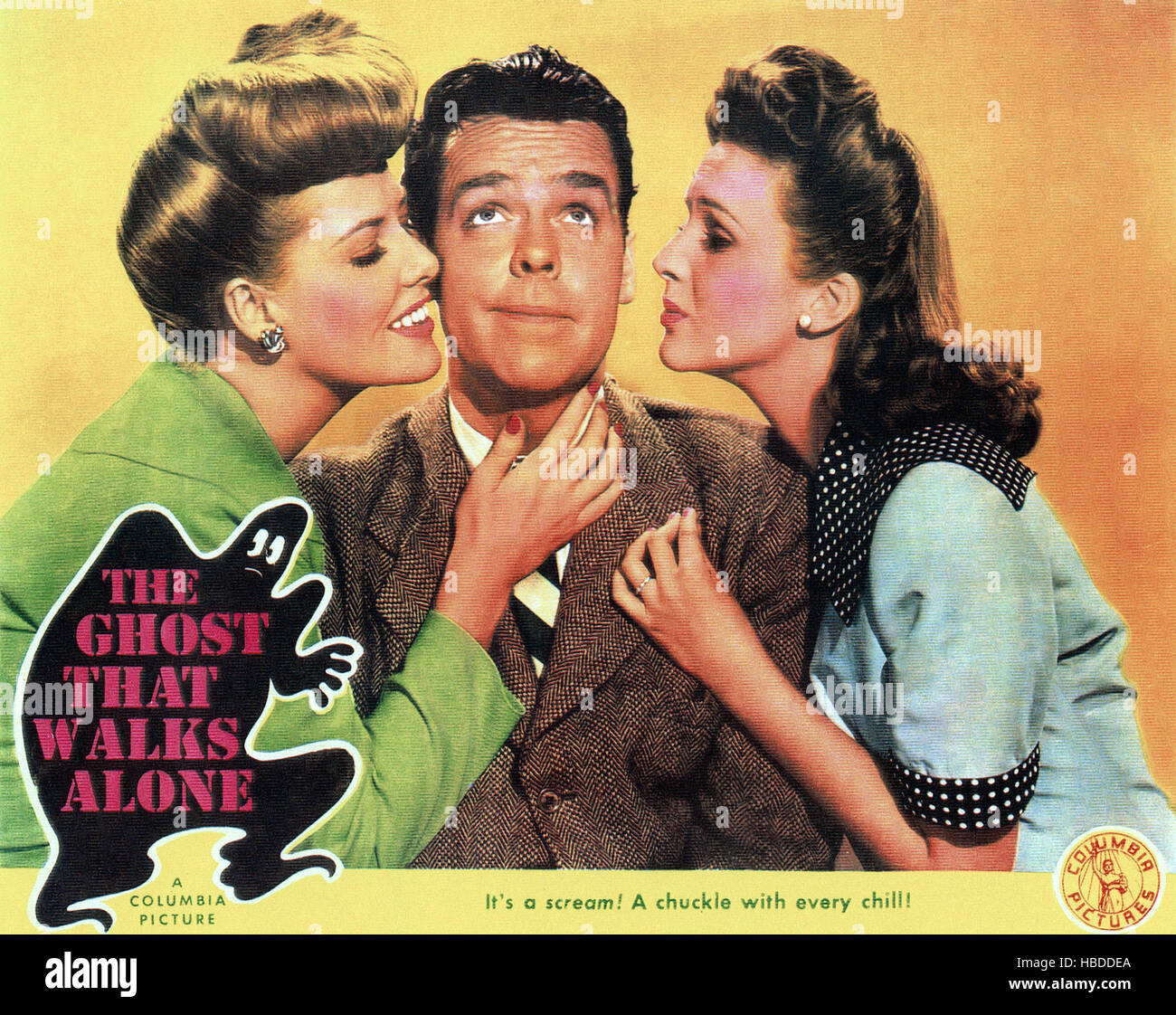 THE GHOST THAT WALKS ALONE, from left Janis Carter, Arthur Lake, Lynne