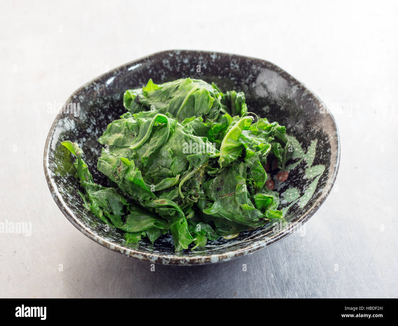 Japanese cuisine, fried mustard spinach called Komatsuna Stock Photo