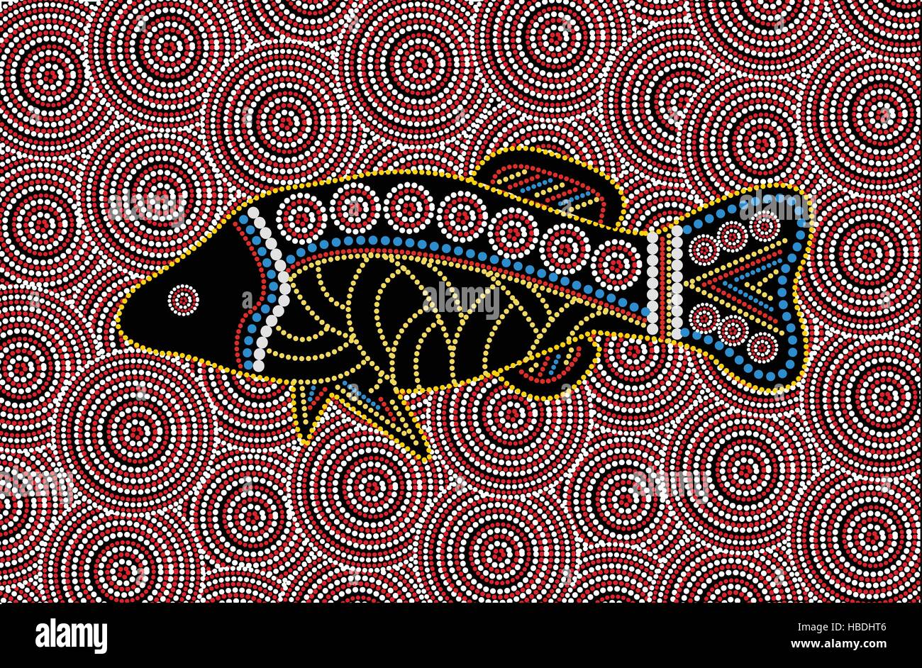 Aboriginal Fish Dot Painting Illustration Stock Vector Image Art Alamy