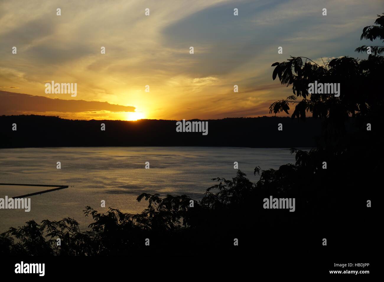 Sunset over the Golfo de Papagayo gulf on the Pacific Ocean near Liberia, Guanacaste, Costa Rica Stock Photo
