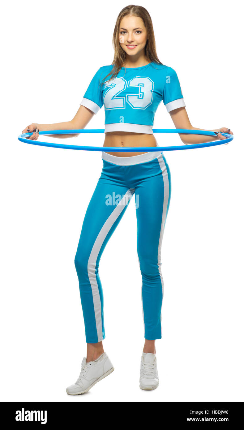 Sporty girl isolated on white Stock Photo Alamy