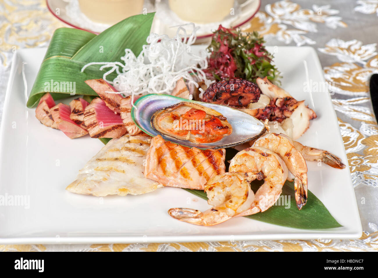 seafood mix dish Stock Photo Alamy