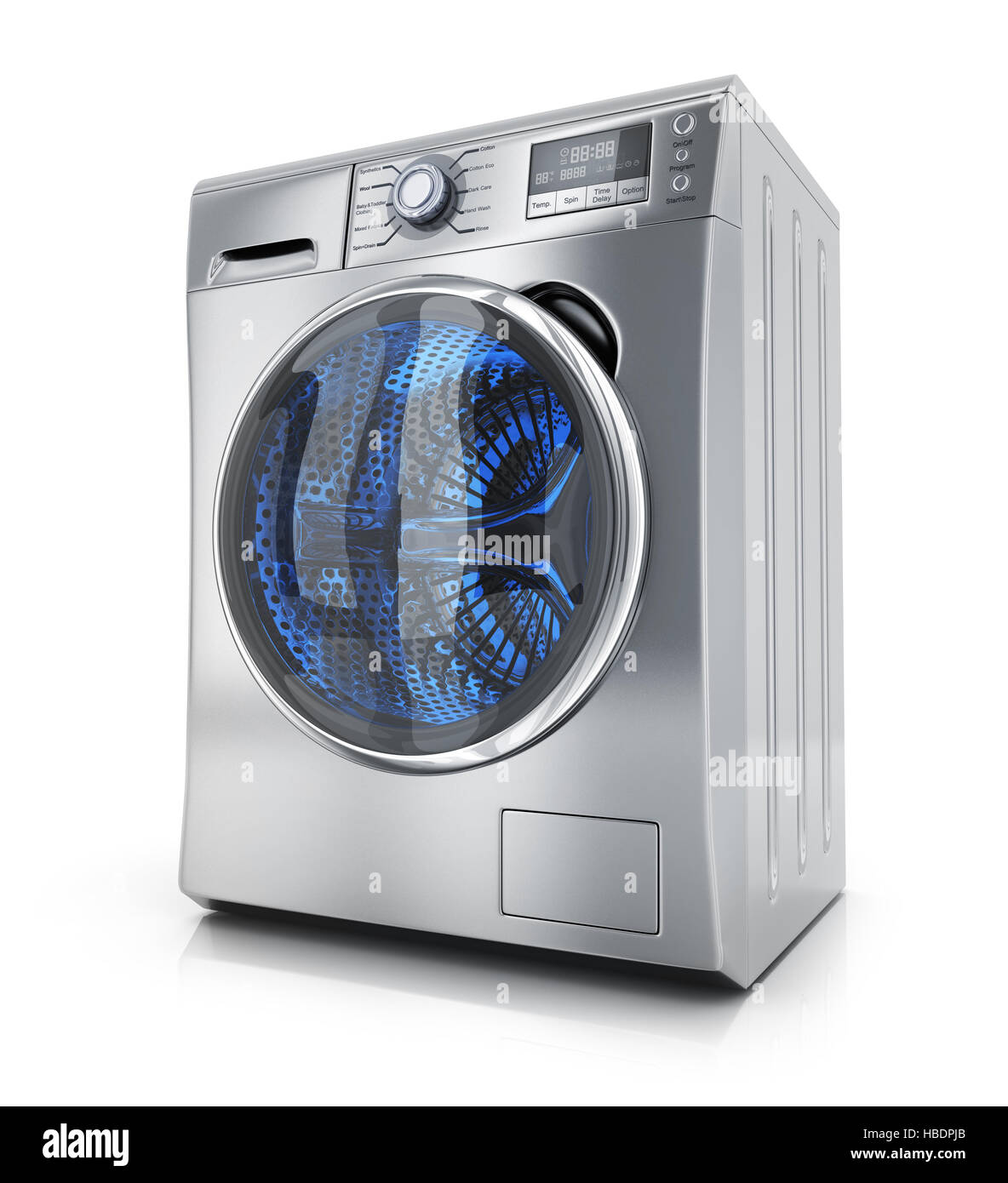 Modern clothes washer on white background. 3d illustration Stock Photo