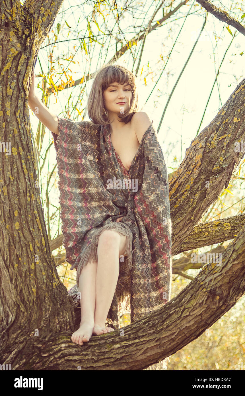 Beautiful girl in the garden. Stock Photo