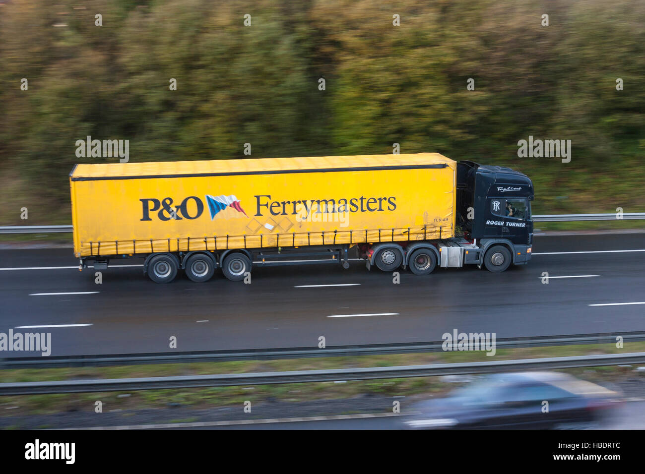 truck at speed on motorway Stock Photo