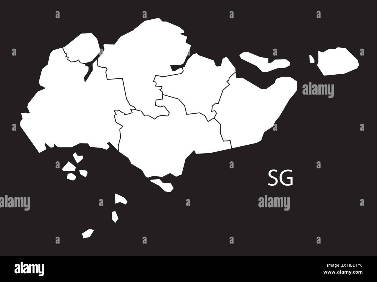 Singapore Map Black And White Singapore Regions Map Black White Stock Vector Image & Art - Alamy