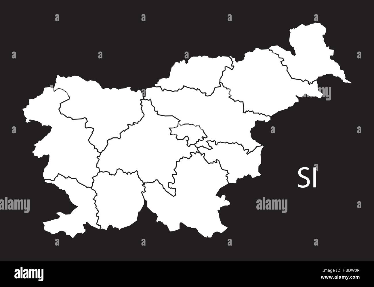 Slovenia regions Map black white Stock Vector Image & Art - Alamy