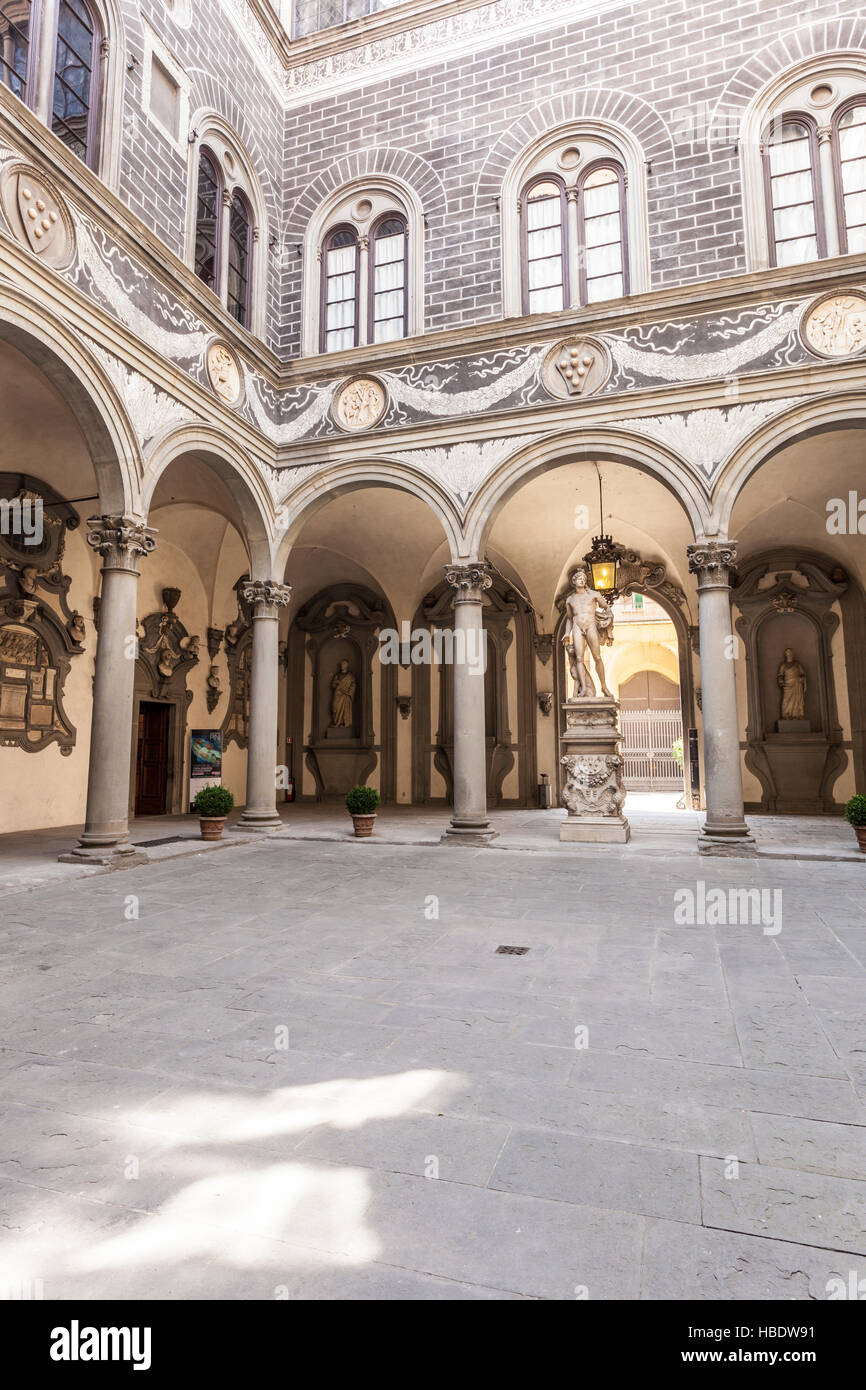 The inner courtyard of the Palazzo Medici Riccardi in Florence, Italy. Stock Photo