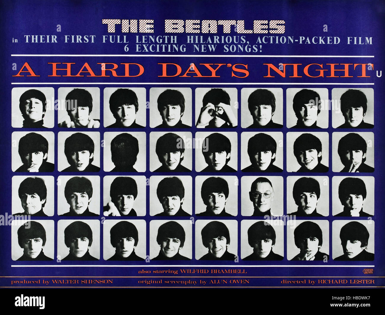 A HARD DAY'S NIGHT, British poster, (top to bottom), John Lennon ...