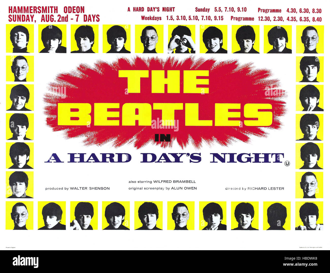 A HARD DAY'S NIGHT, British poster, John Lennon, George Harrison, Paul ...