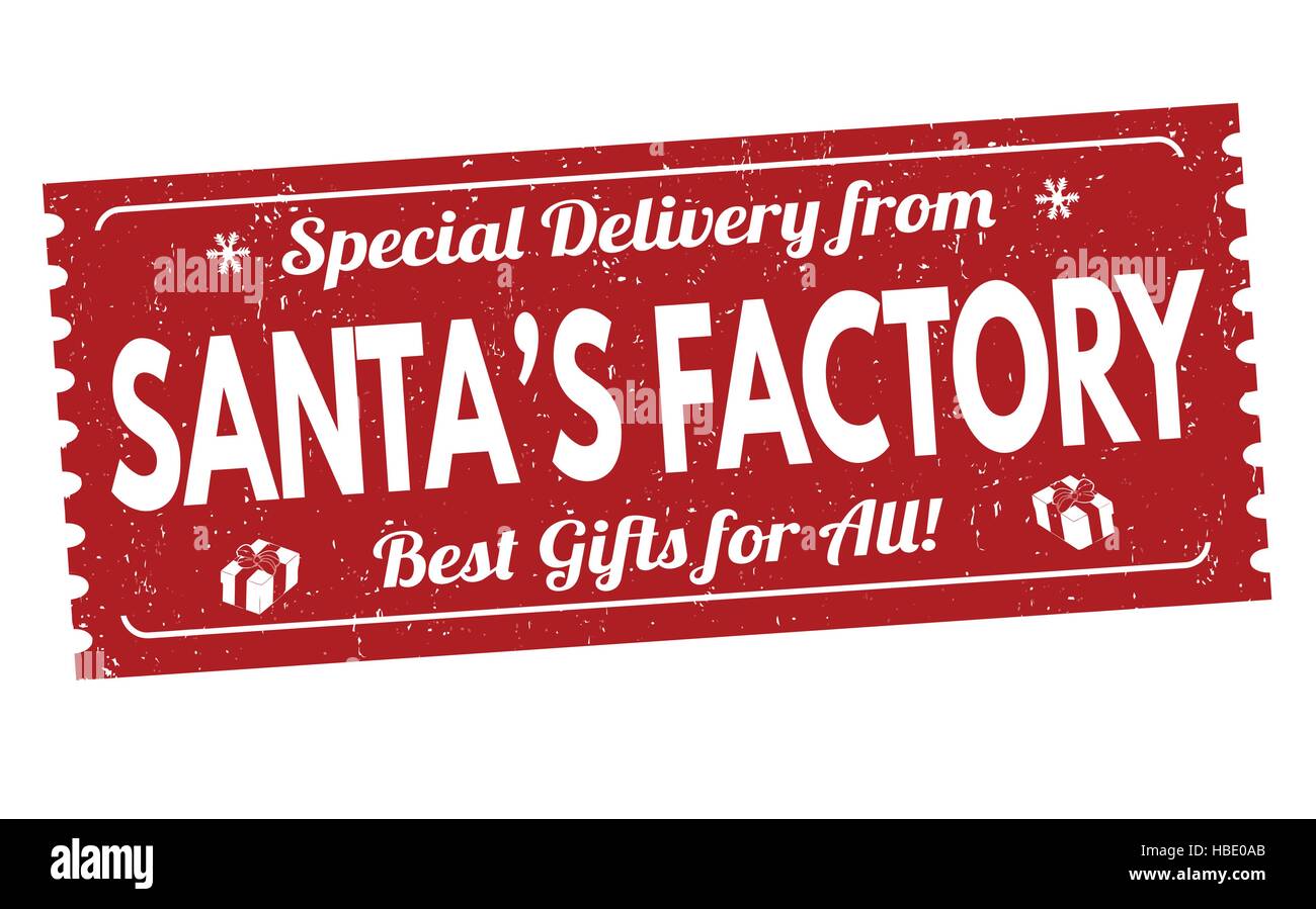 Santa's factory grunge rubber stamp on white background, vector