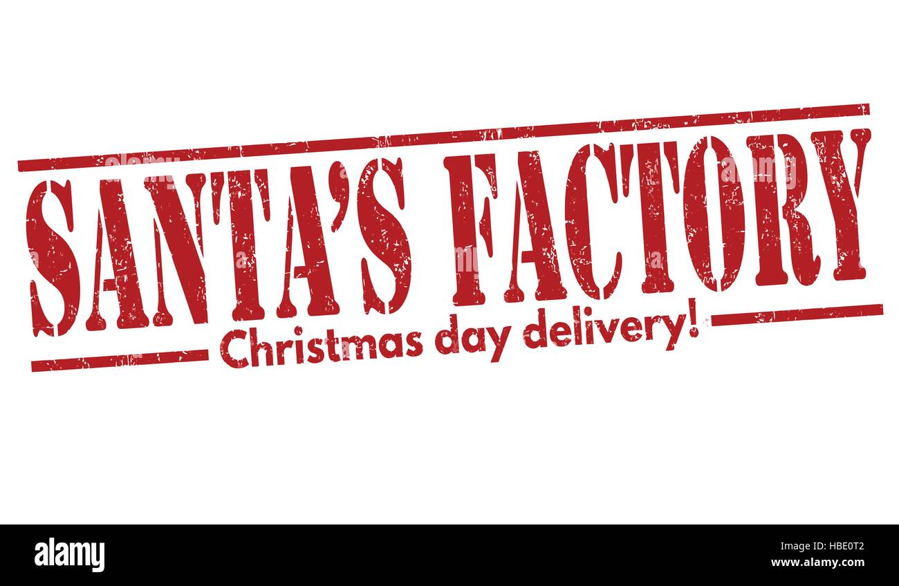 Santa's factory grunge rubber stamp on white background, vector