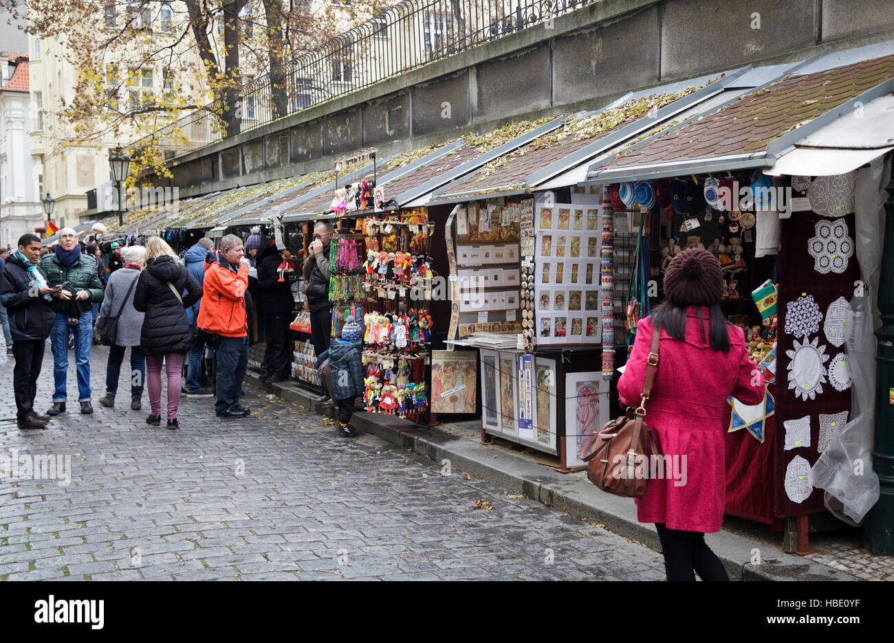 tourist stalls in the Jewish Quarter, Prague, Czech Republic Stock Photo