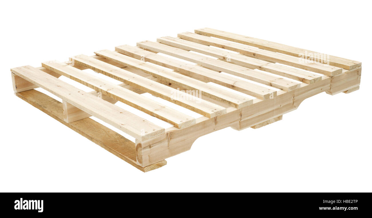 New wooden platforms on  white Stock Photo