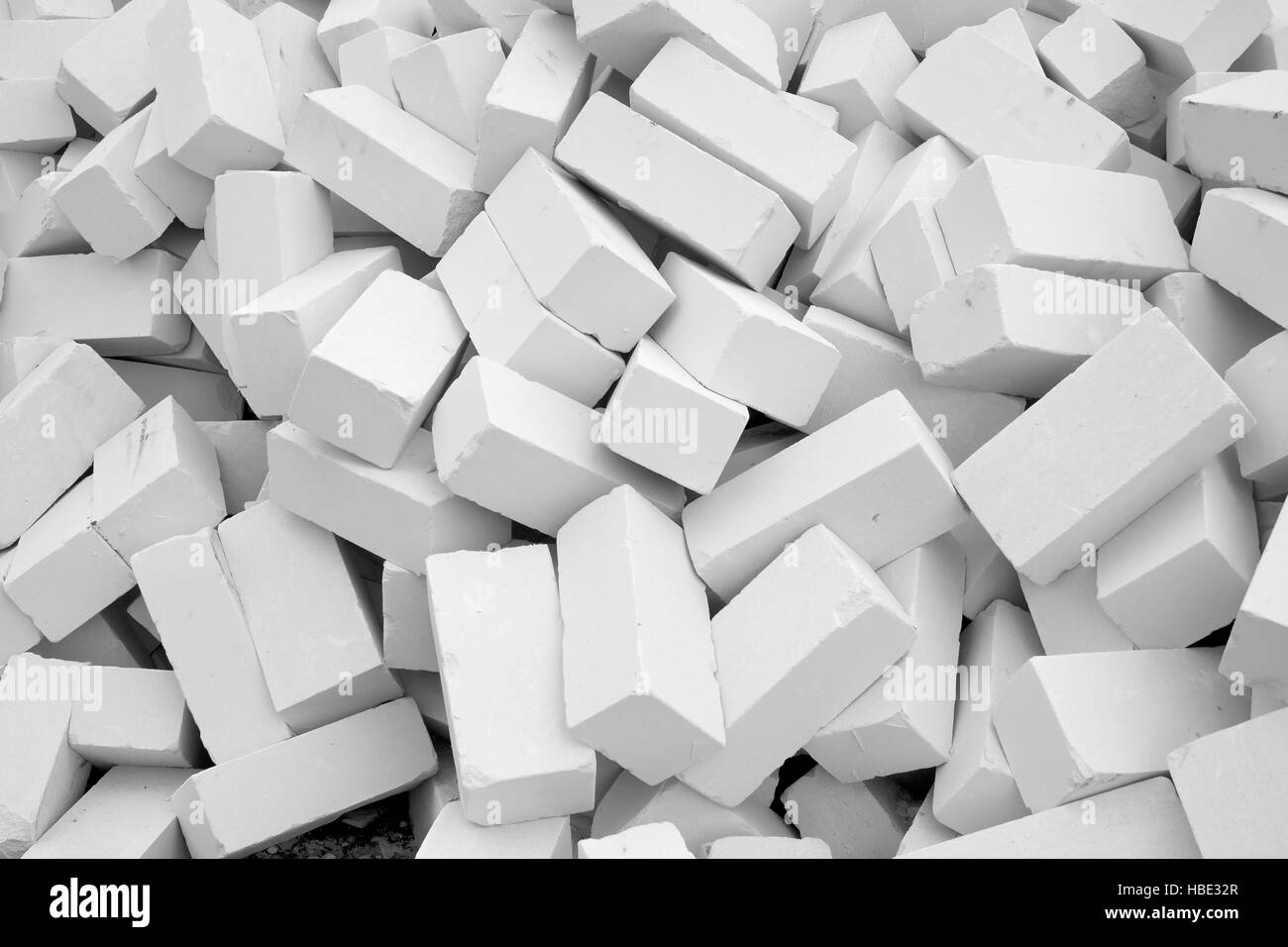 A large pile of white silicate bricks Stock Photo