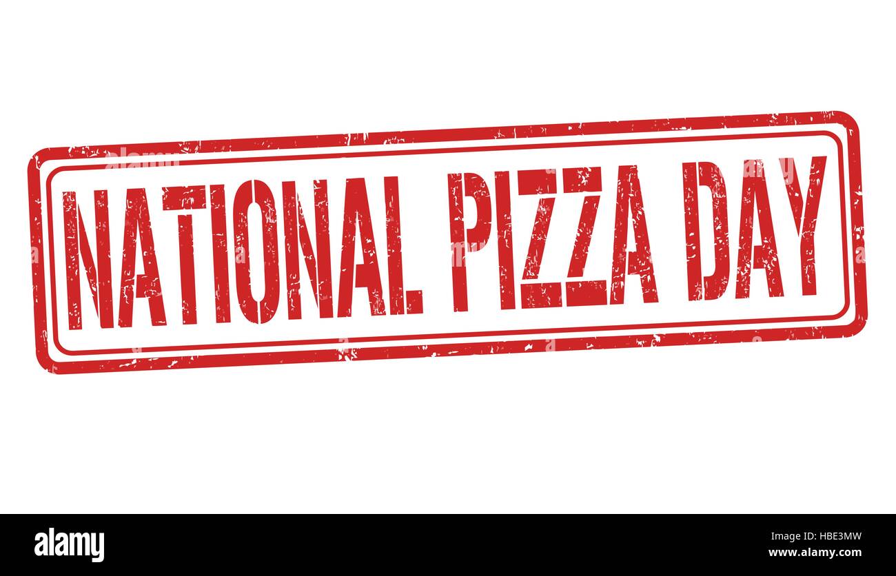Pizza day grunge rubber stamp on white background, vector illustration