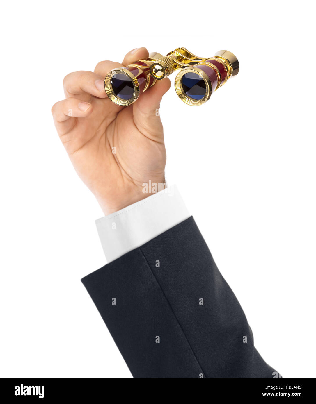 Hand with binoculars Stock Photo Alamy