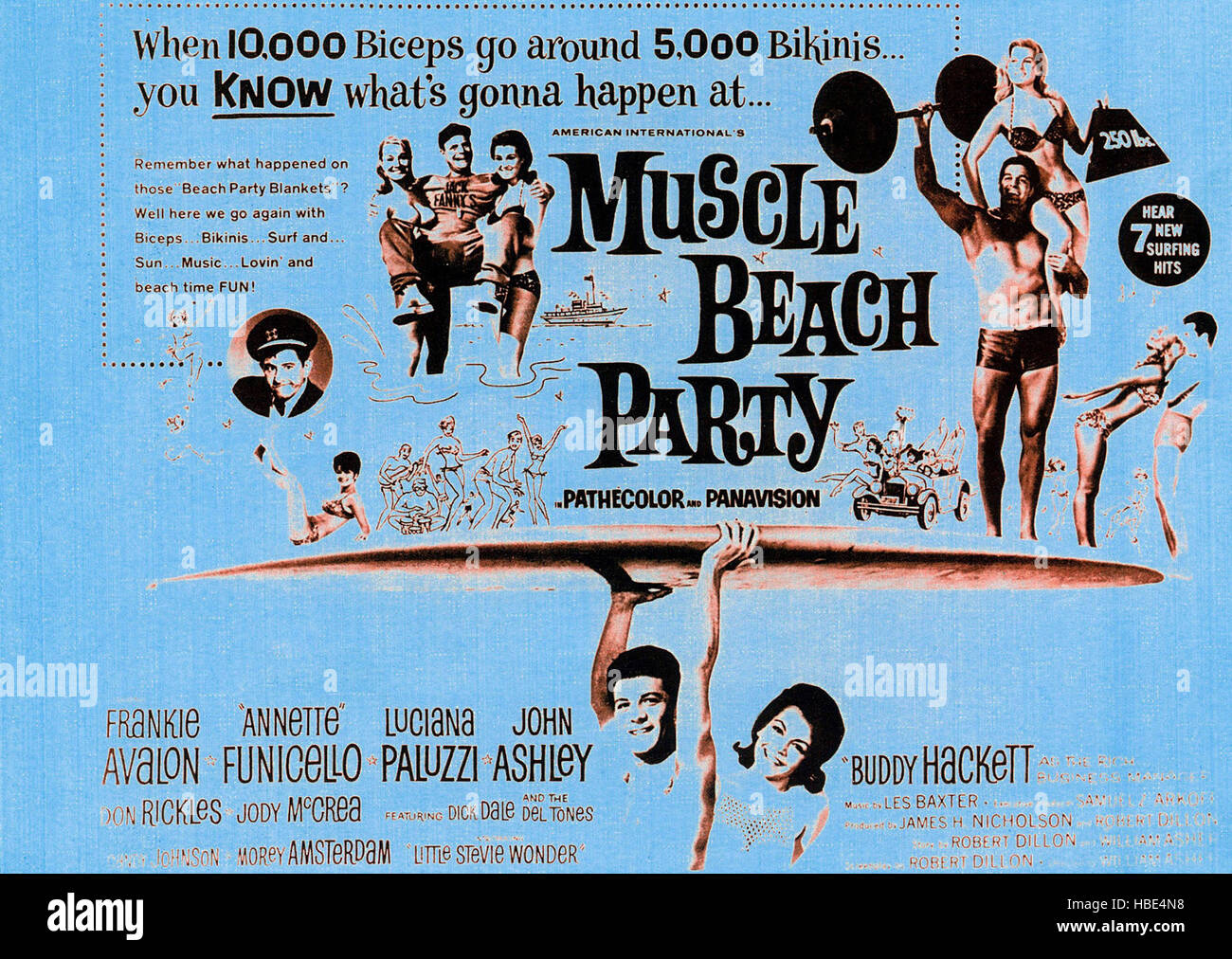 MUSCLE BEACH PARTY, top Buddy Hackett (in circle), Don Rickles (being