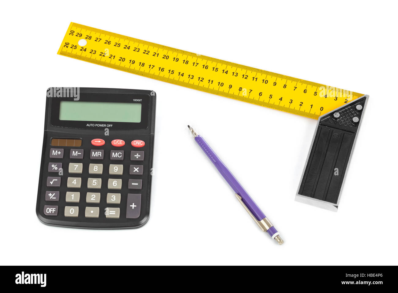 Architecture planning tools map pen pencil ruler calculator drawing compass  divider ; india ; asia Stock Photo - Alamy
