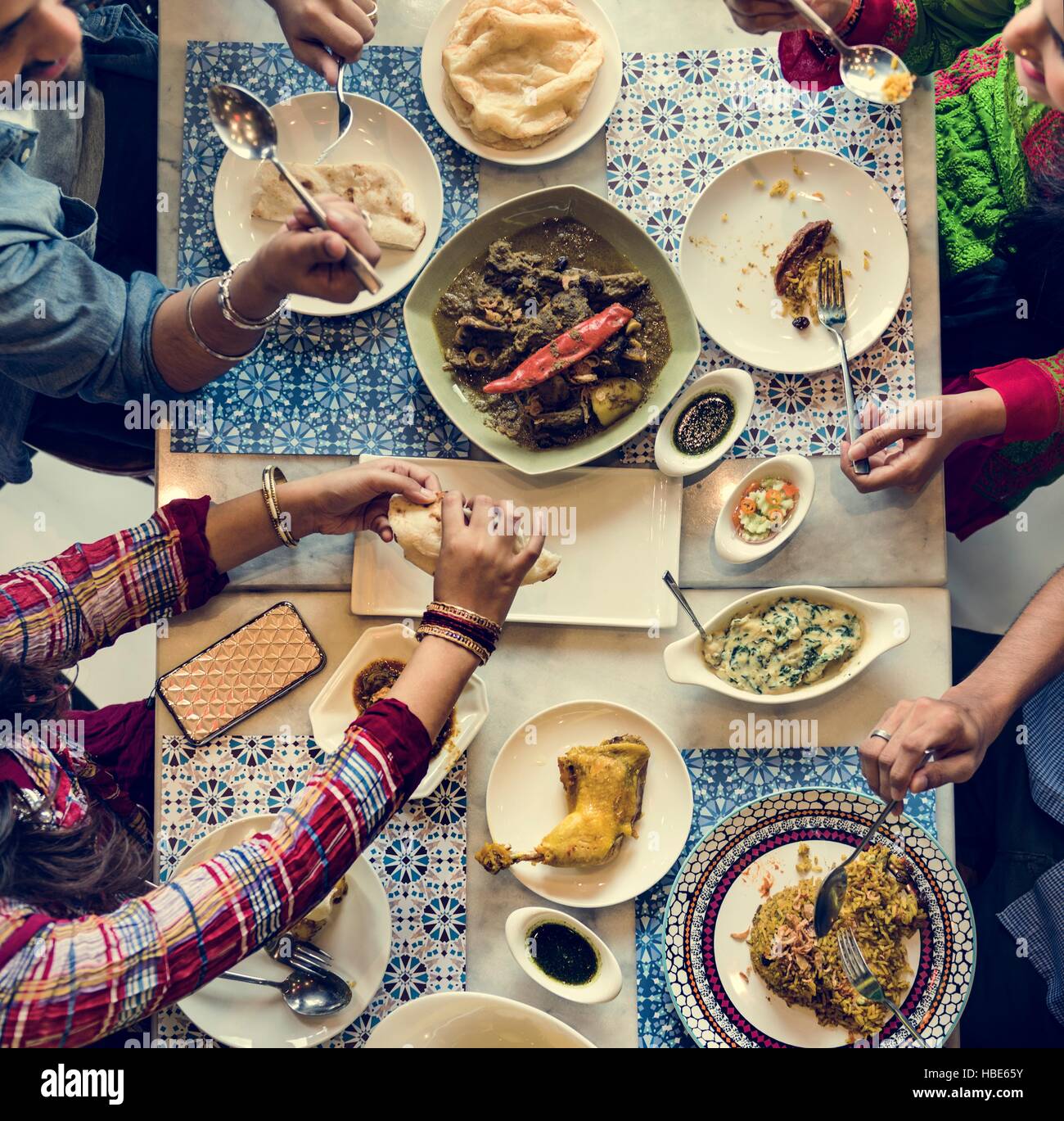 Indian Ethnicity Meal Food Roti Naan Curry Concept Stock Photo